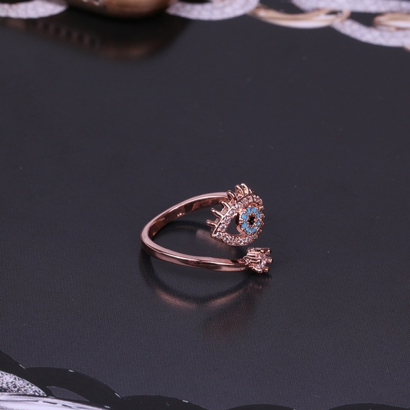 New 18K Rose Gold Evil Eye Ring - Picture 5 of 6